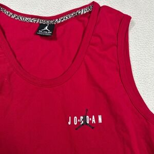 Jordan Tank Top Mens XXL Red Striped Back Jumpman Logo Basketball Gym Sleeveless